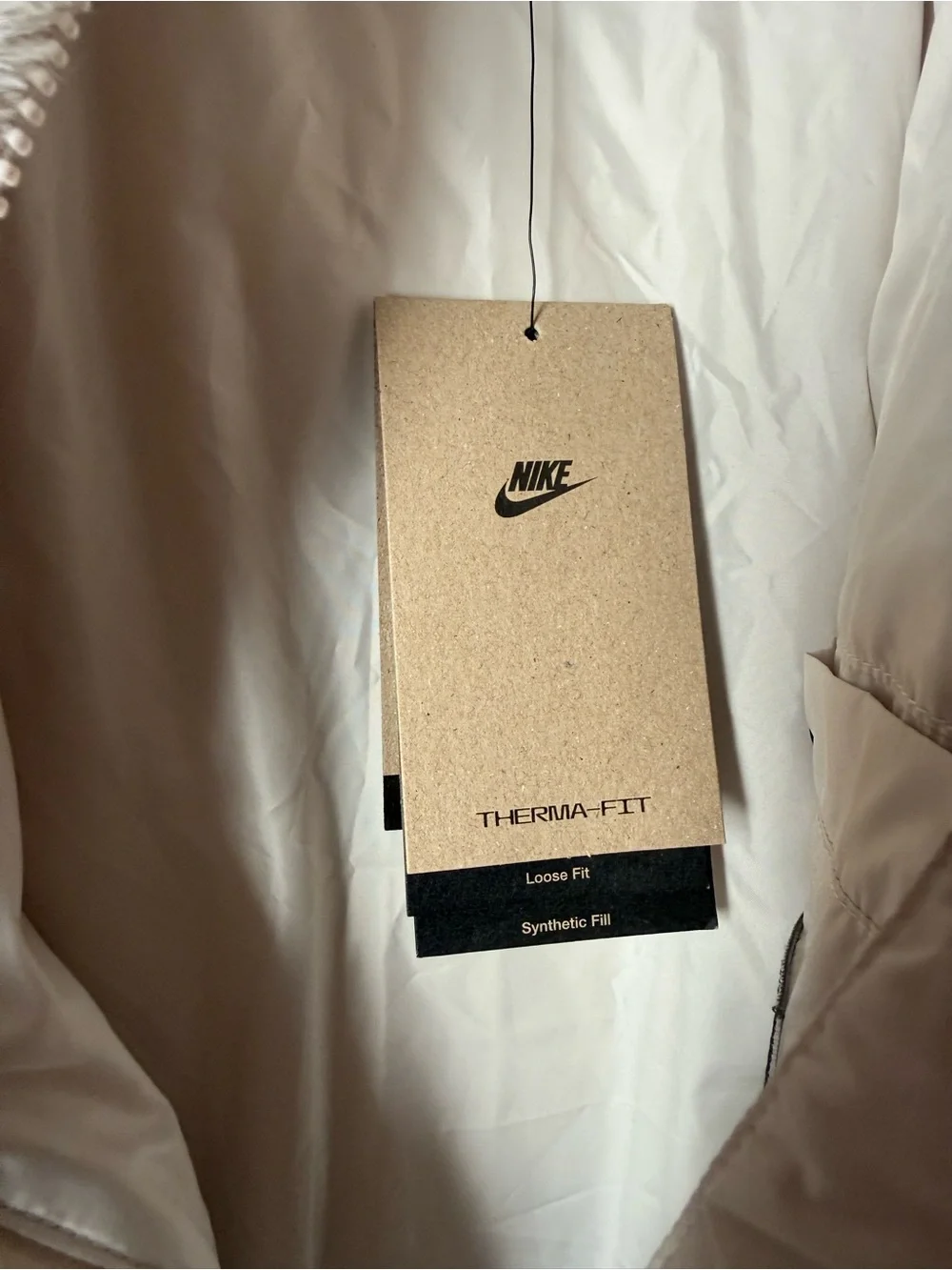 Nike Thermafit Puffer Jacket - Light Beige Faux Fur